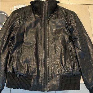 Jofama Black leather Bomber Jacket